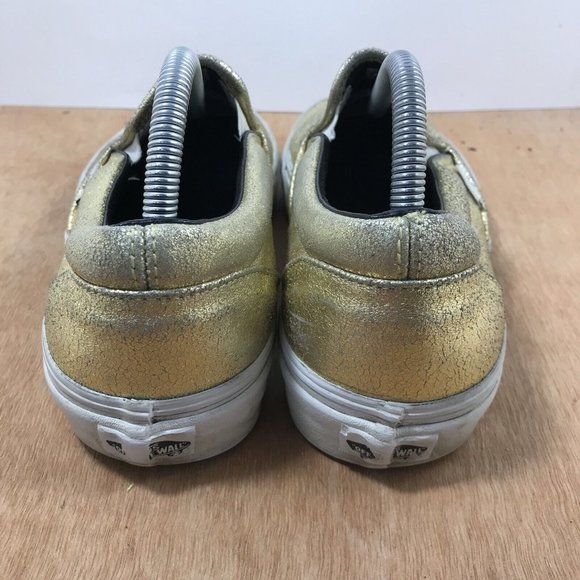 VANS Slip-On Women Size 9.5 Gold Canvas Skate Shoe - Picture 4 of 9